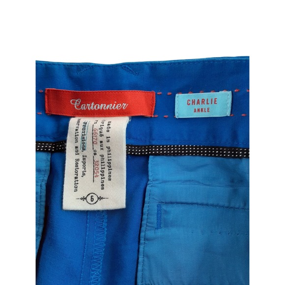 Anthropologie Cartonnier Womens Blue Charlie Ankle Slim Chino Pants Cotton 6 - Picture 5 of 11